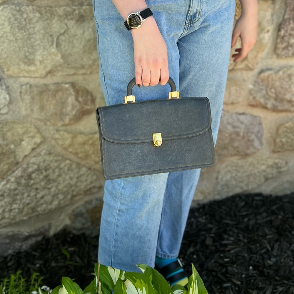 Vintage meyers gray lather handbag